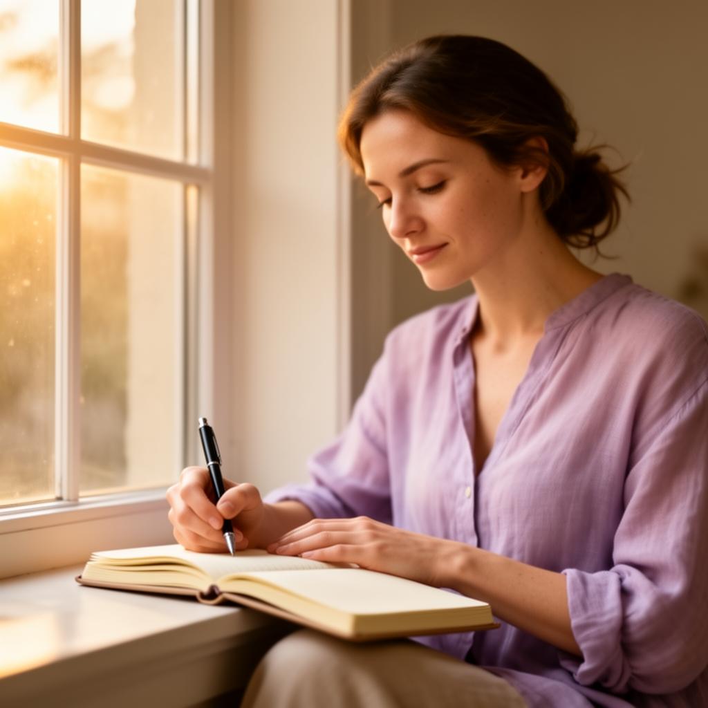 Persona escribiendo cerca de una ventana